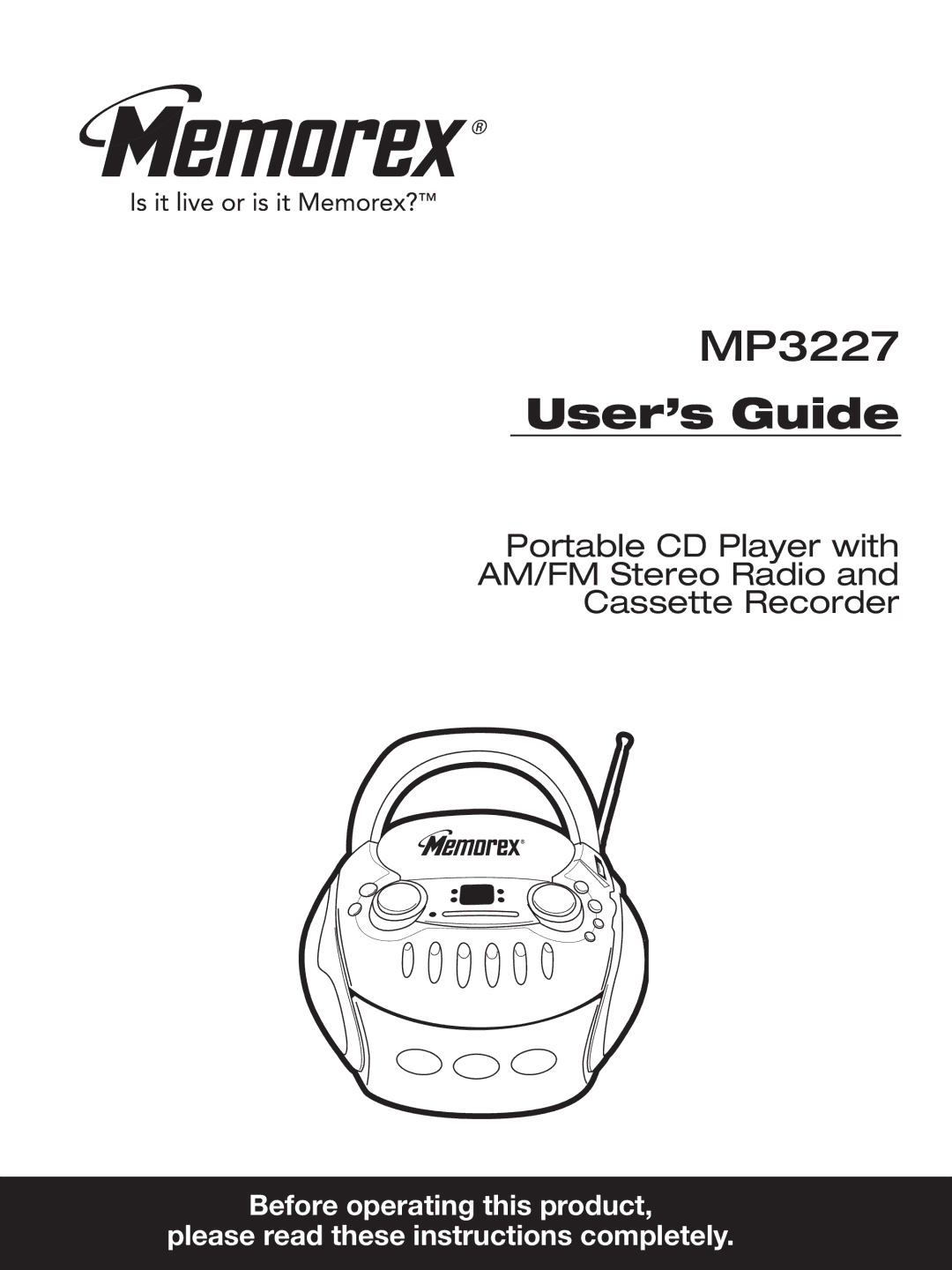 Memorex MP3227 manual User’s Guide 