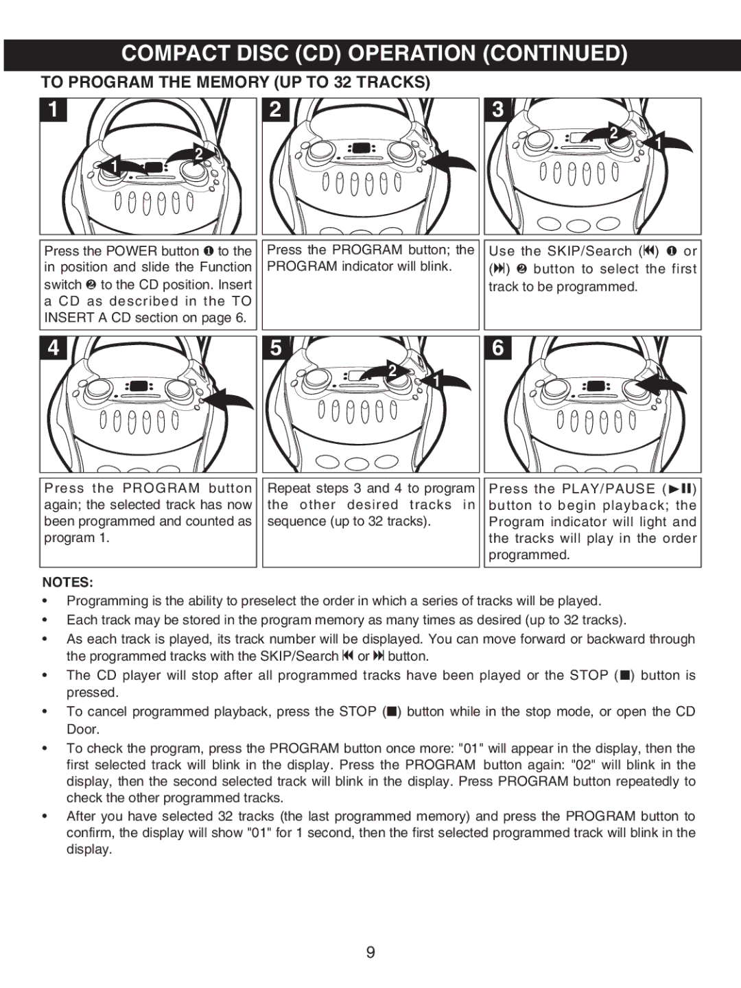 Memorex MP3227 manual To Program the Memory UP to 32 Tracks 