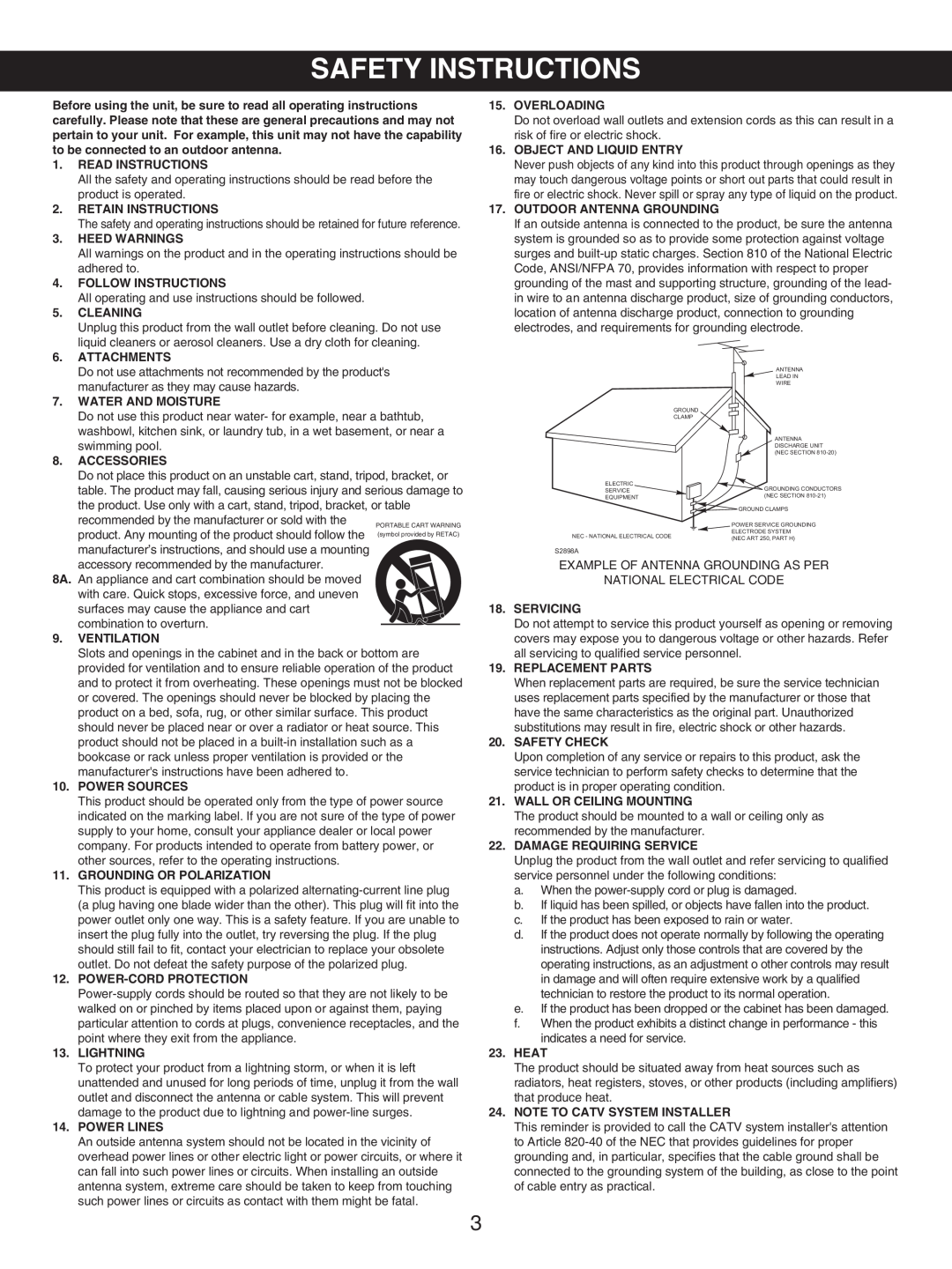 Memorex MP3227 manual Safety Instructions 