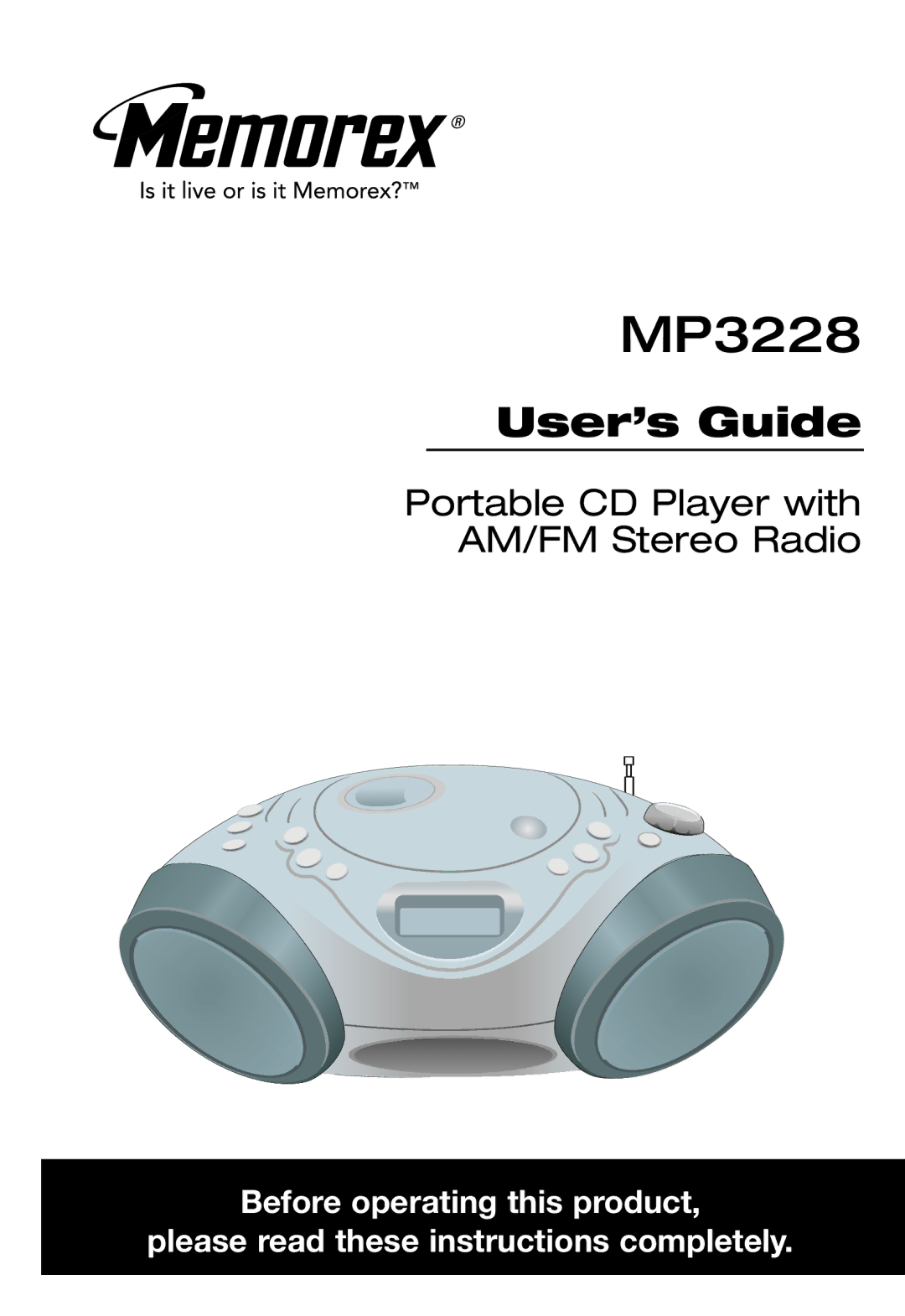 Memorex MP3228 manual 