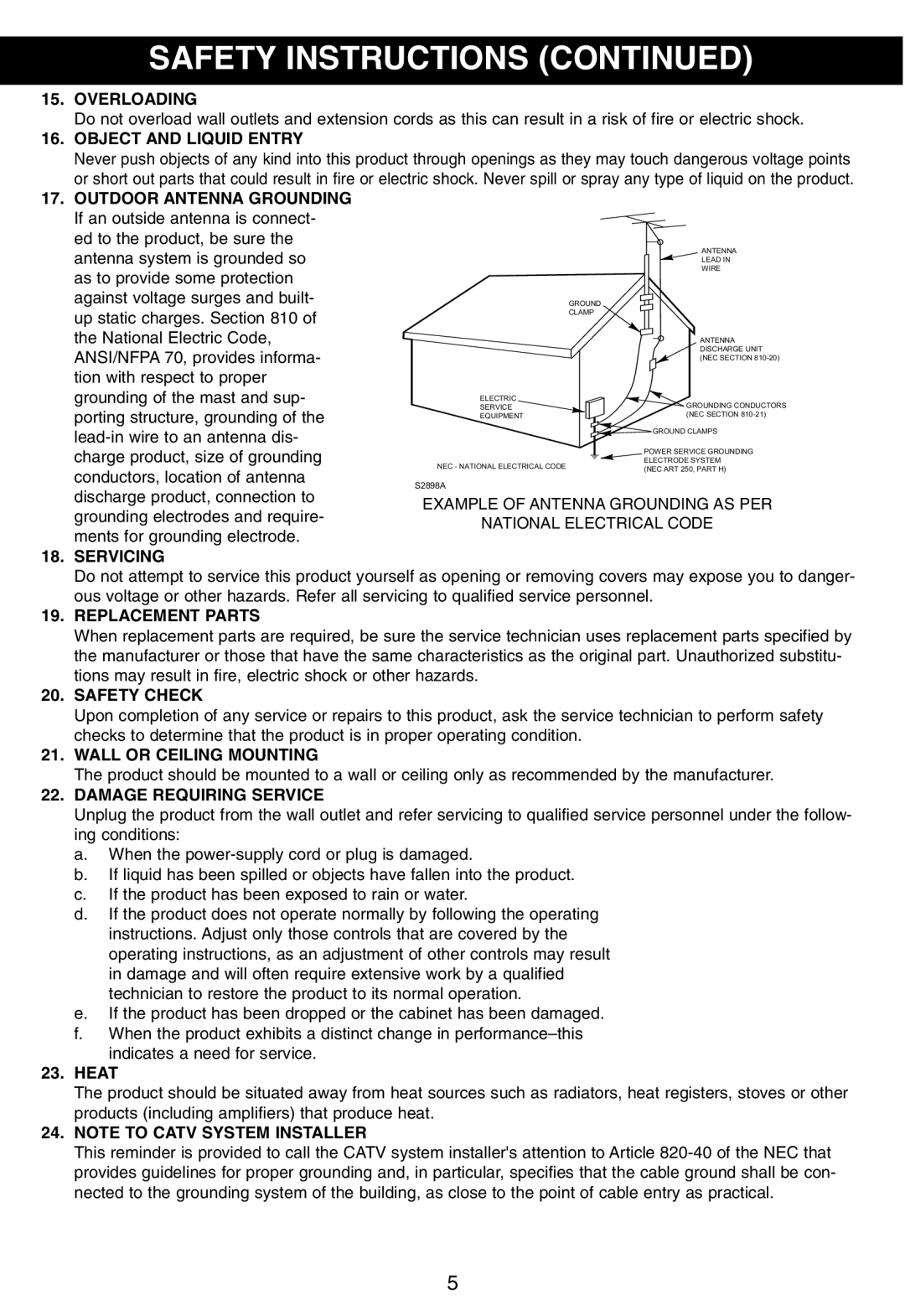 Memorex MP3228 manual Wall or Ceiling Mounting 