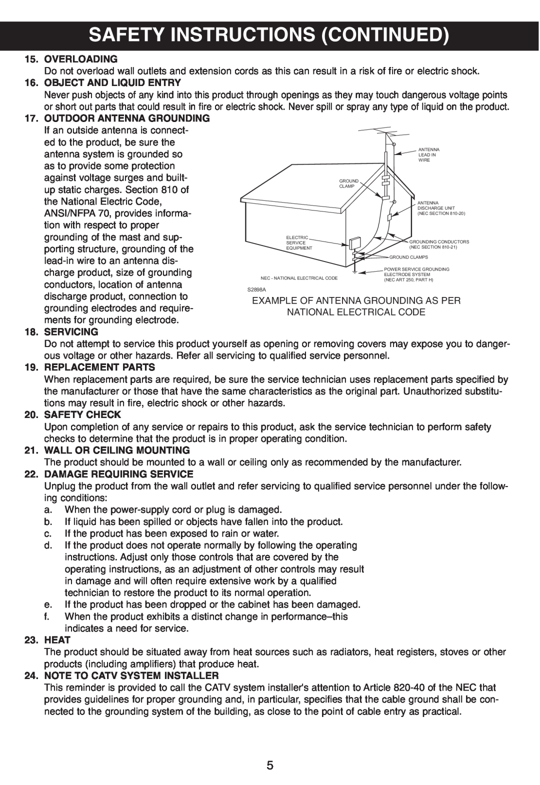 Memorex MP3228 manual Safety Instructions Continued 