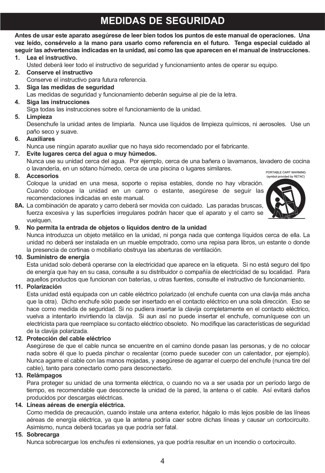 Memorex MP3848 manual Medidas DE Seguridad, Limpieza 