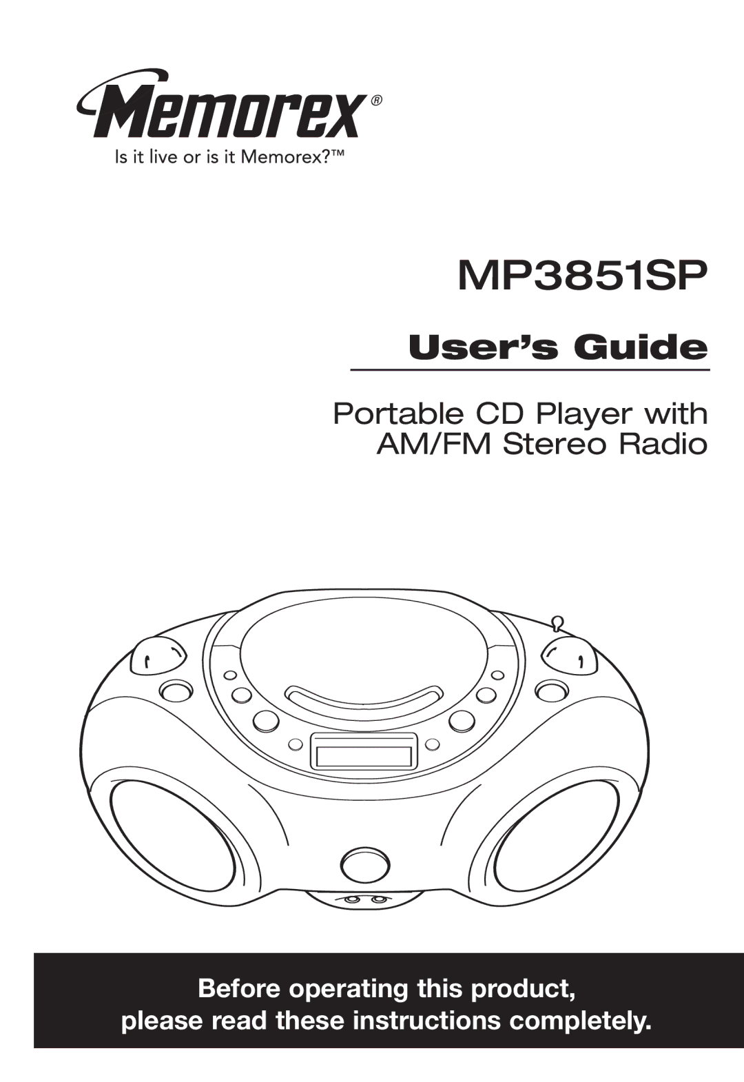 Memorex MP3851SP manual 