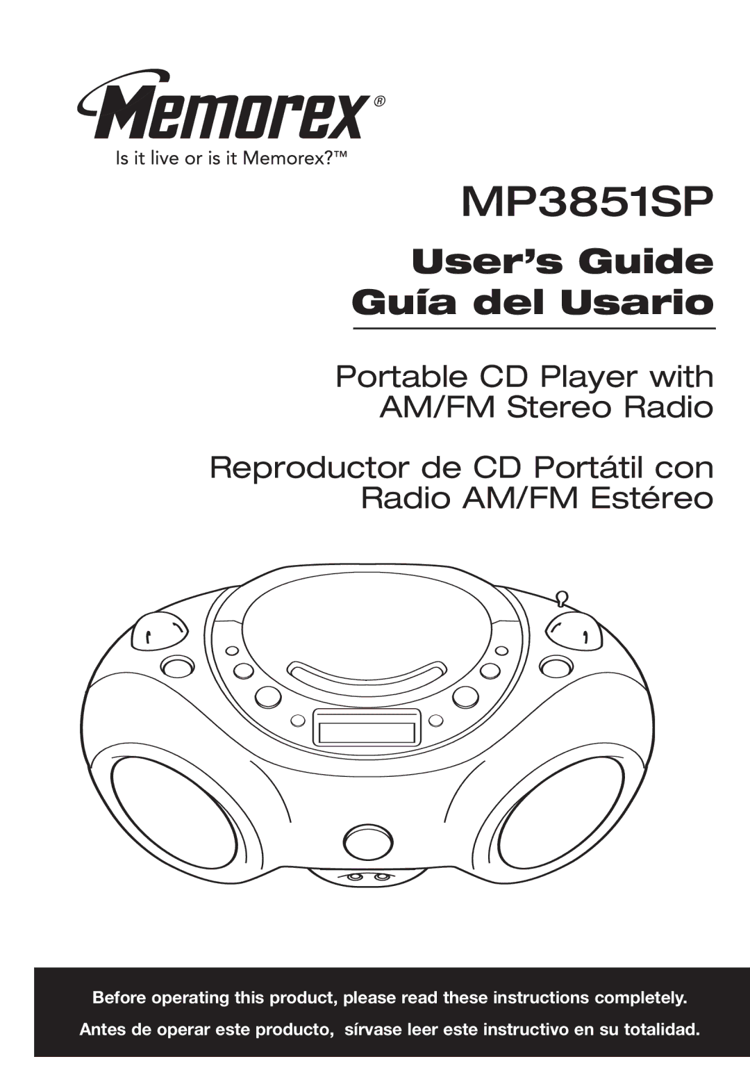 Memorex MP3851SP manual User’s Guide Guía del Usario 