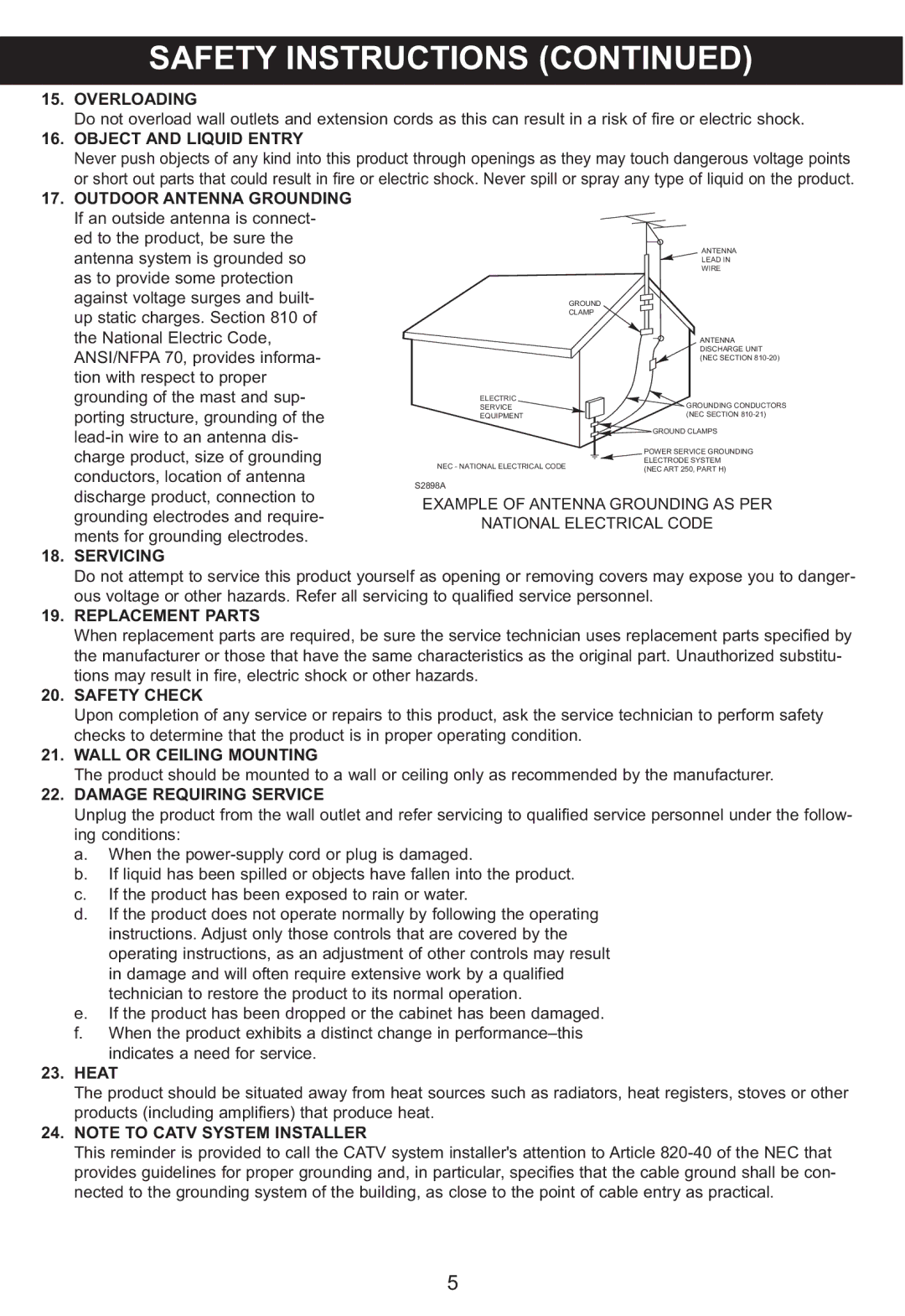 Memorex MP3851SP manual Wall or Ceiling Mounting 