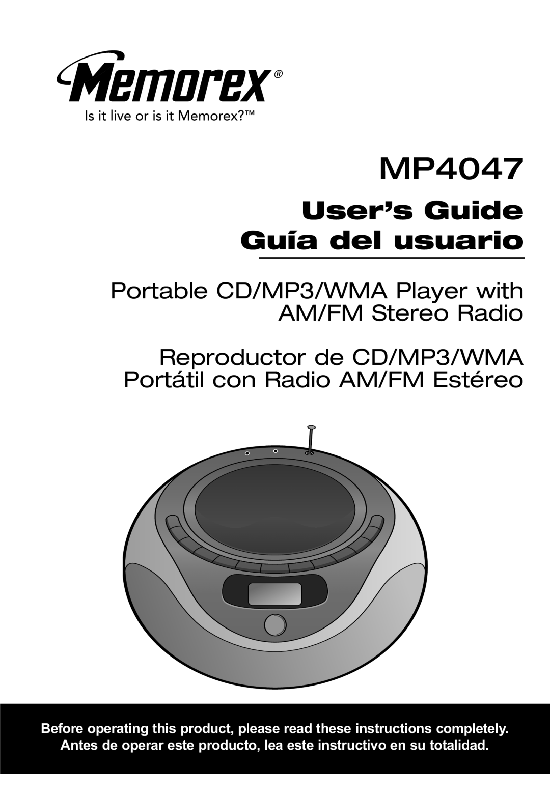 Memorex MP4047 manual 