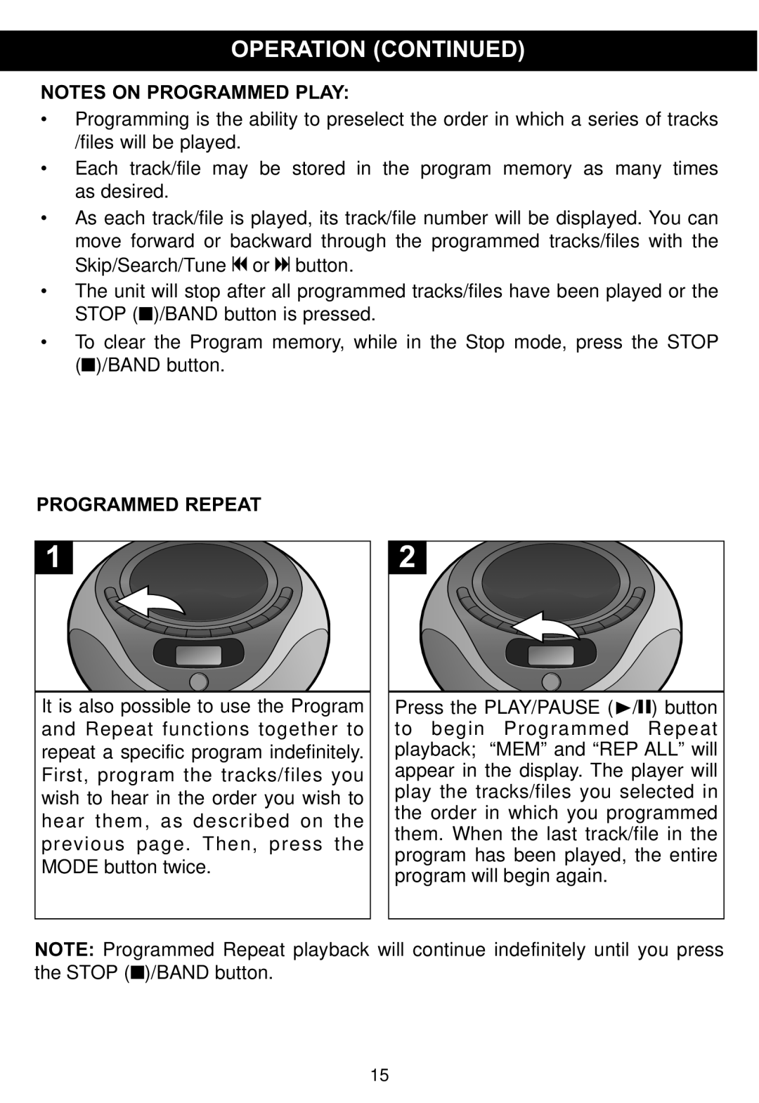 Memorex MP4047 manual Programmed Repeat 