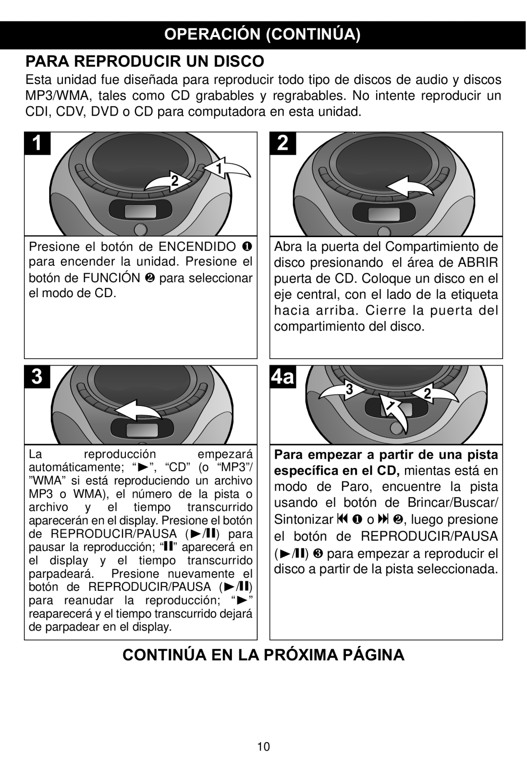 Memorex MP4047 manual Continúa EN LA Próxima Página 