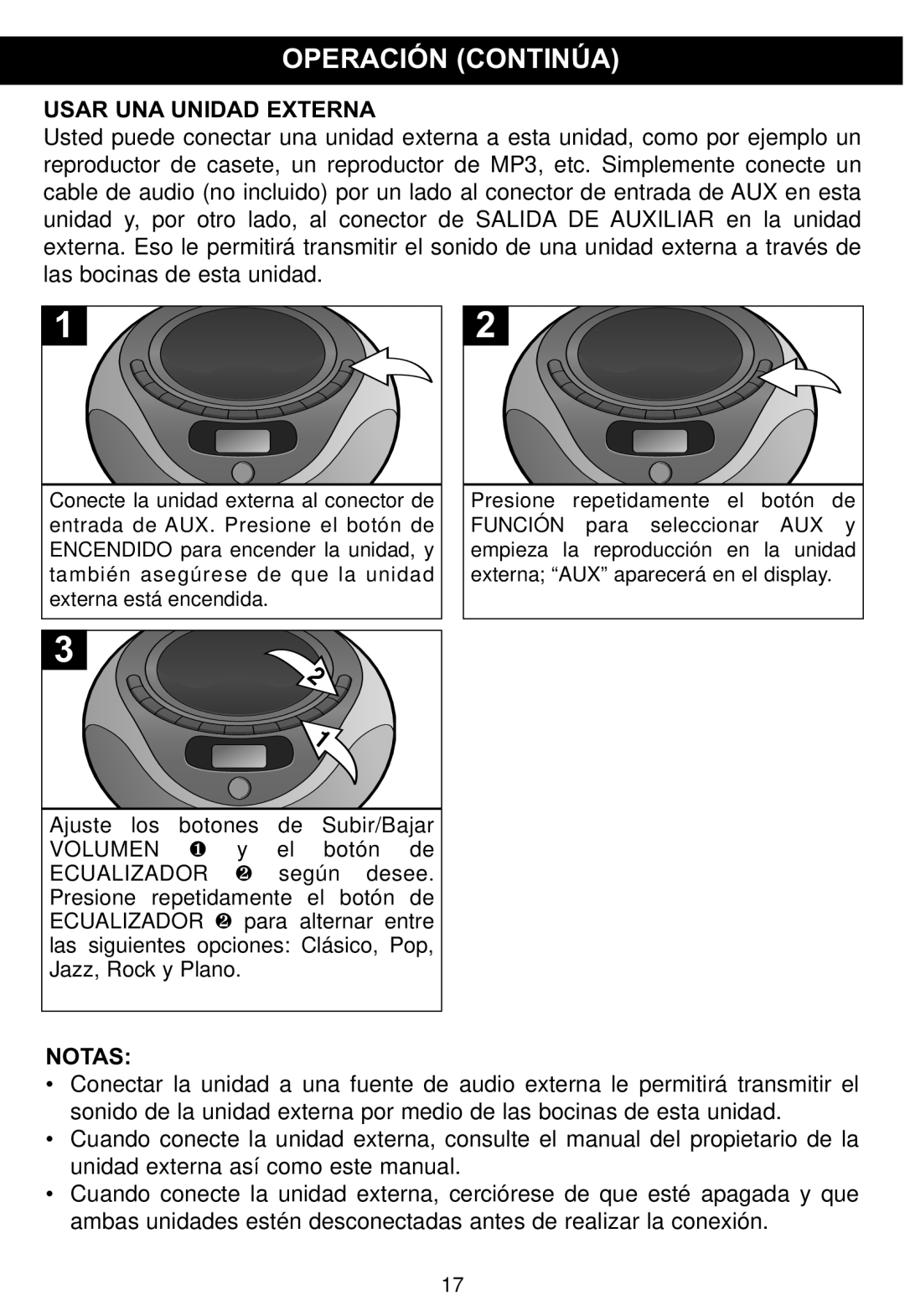 Memorex MP4047 manual Usar UNA Unidad Externa 