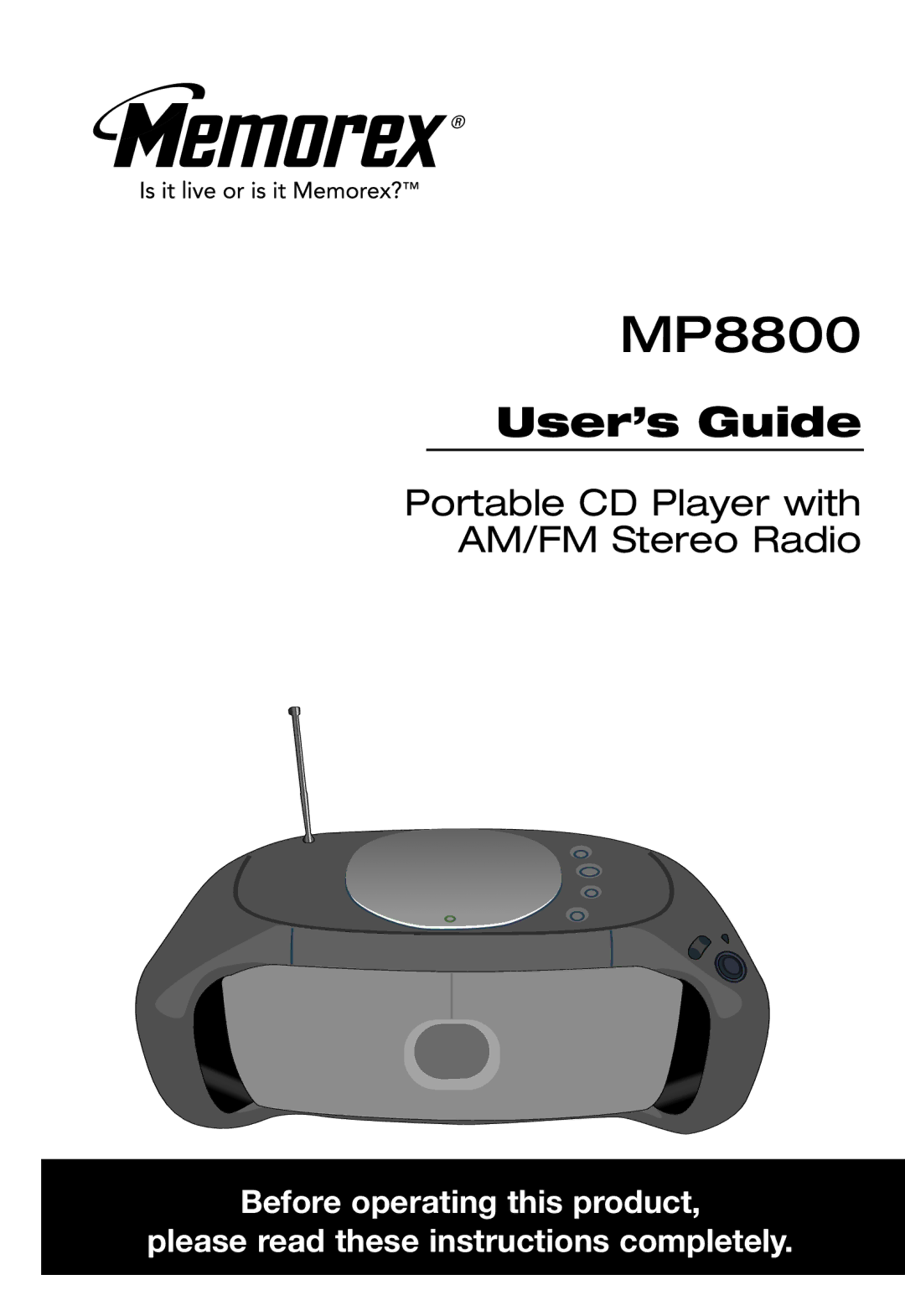 Memorex MP8800 manual 