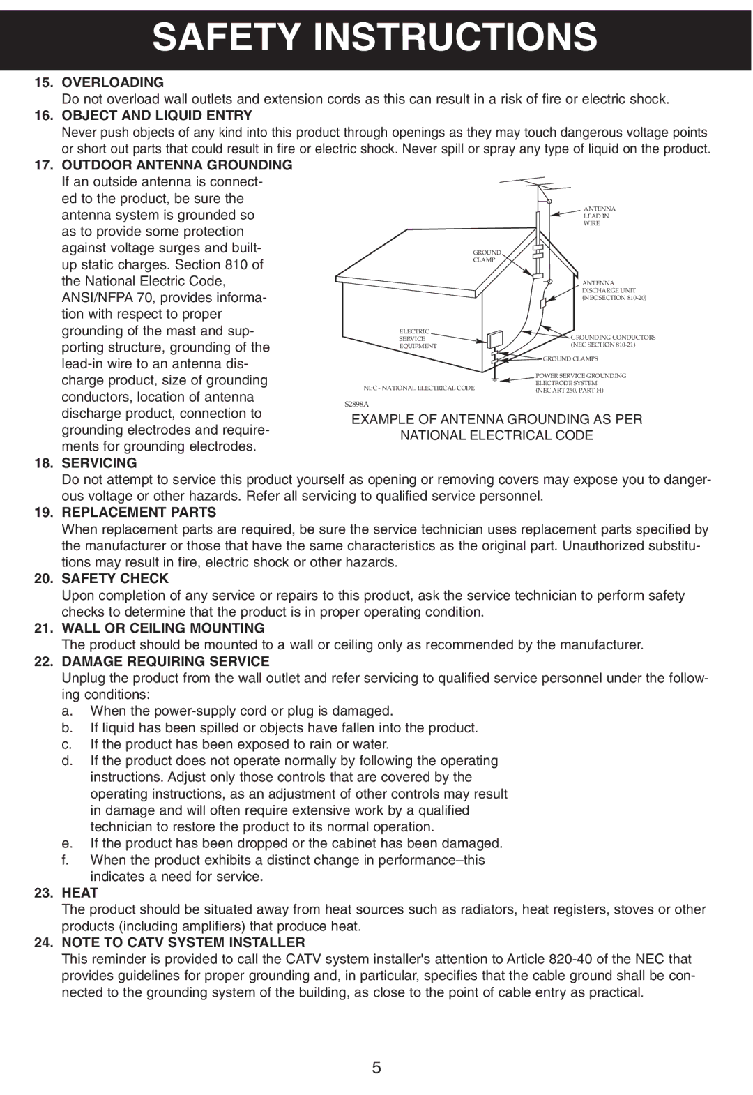 Memorex MP8805 manual Wall or Ceiling Mounting 