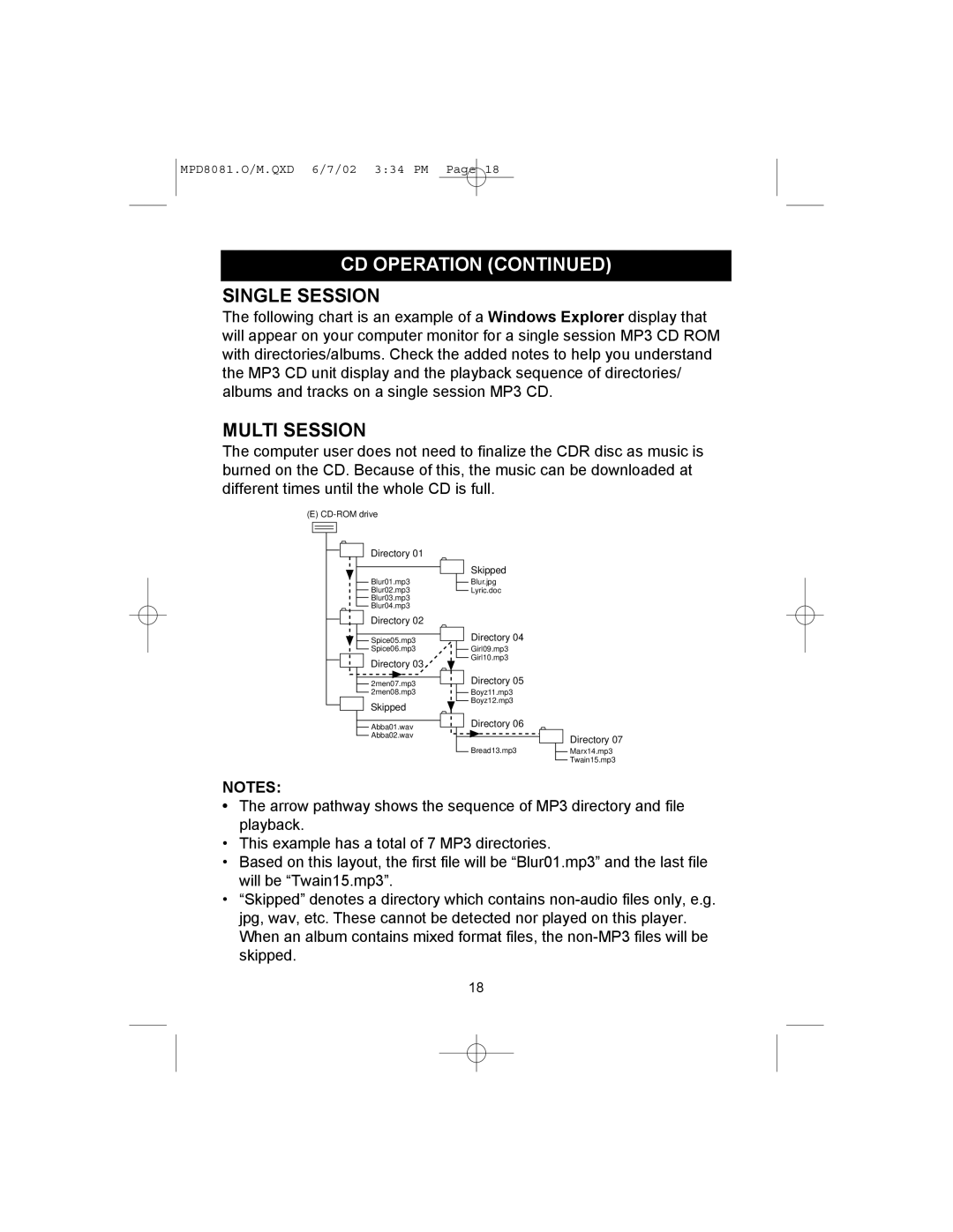 Memorex MPD8081 operating instructions Single Session, Multi Session 