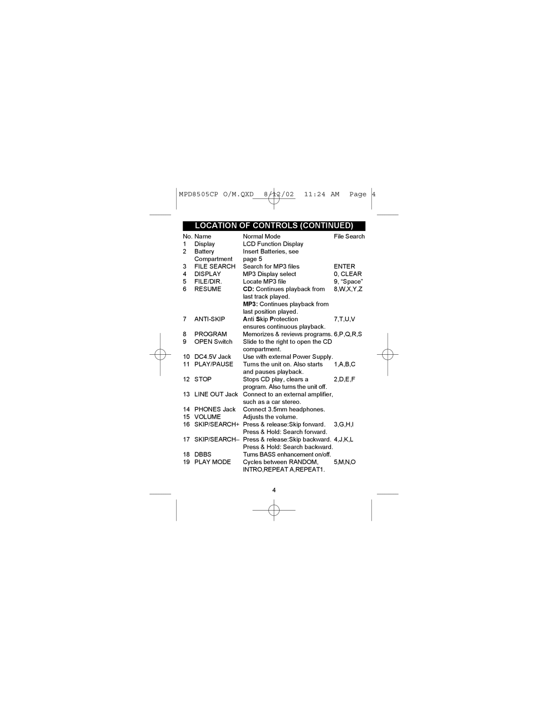 Memorex MPD8505CP operating instructions File Search 