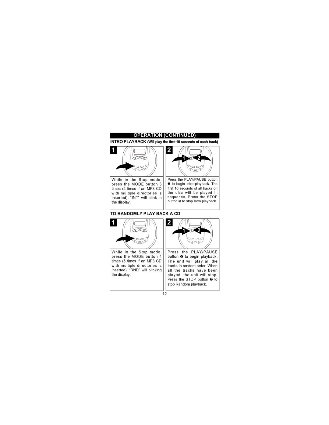 Memorex MPD8506 operating instructions To Randomly Play Back a CD 