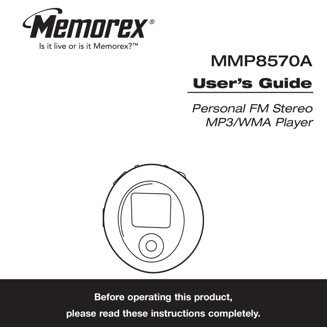 Memorex MPD8600 manual MMP8570A 