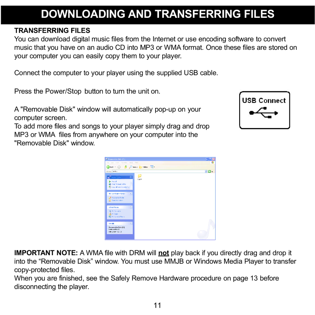 Memorex MPD8600 manual Downloading and Transferring Files 