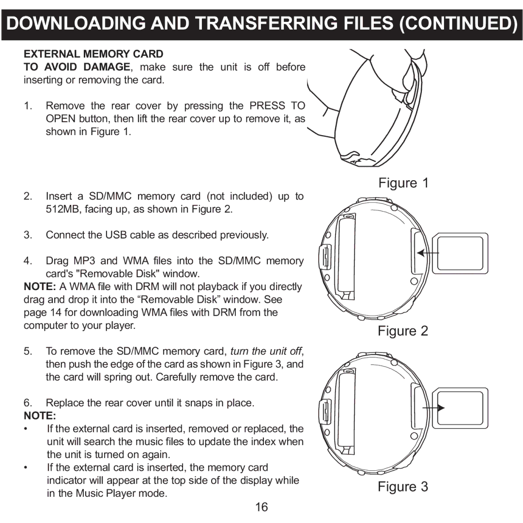 Memorex MPD8600 manual Downloading and Transferring Files 