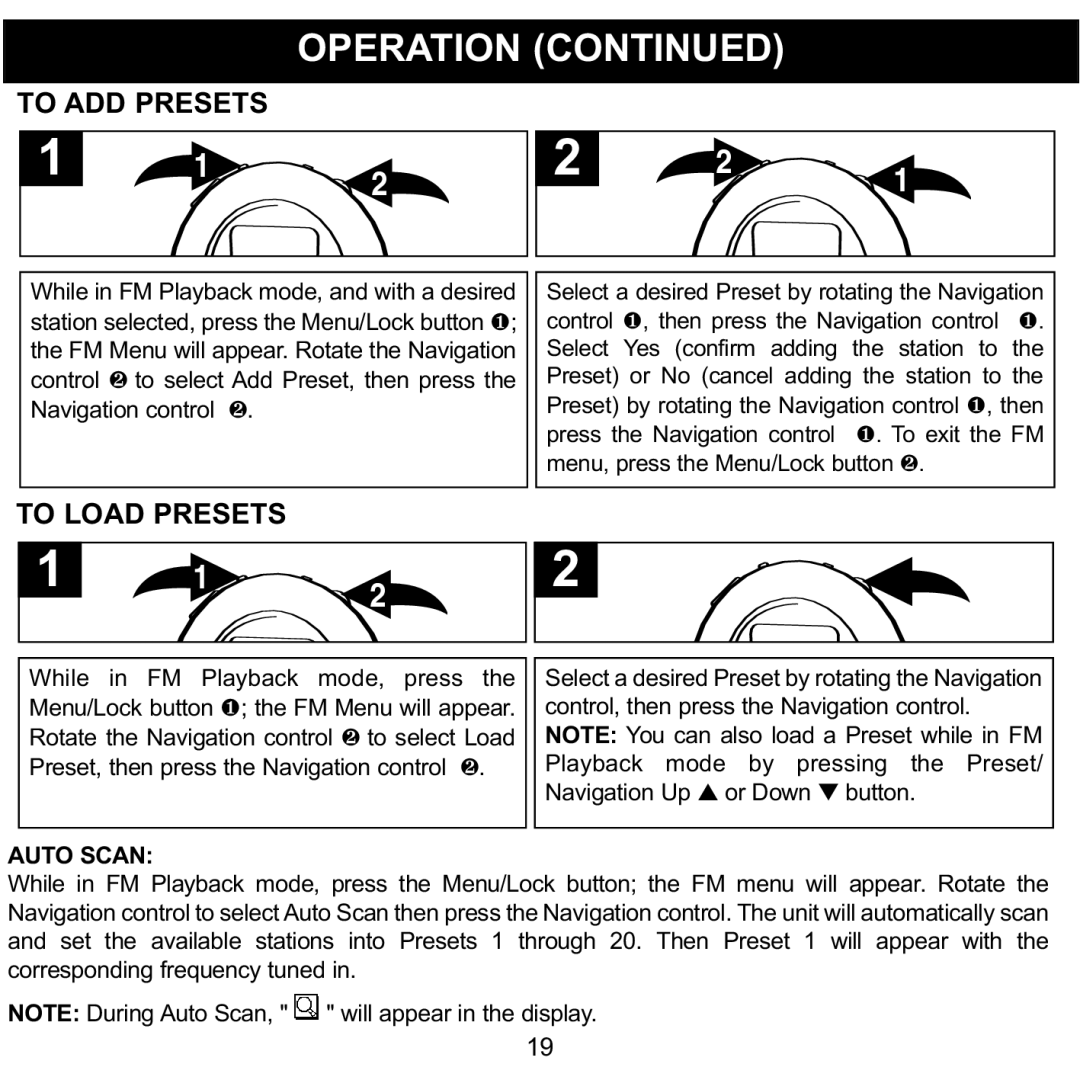 Memorex MPD8600 manual To ADD Presets, To Load Presets 