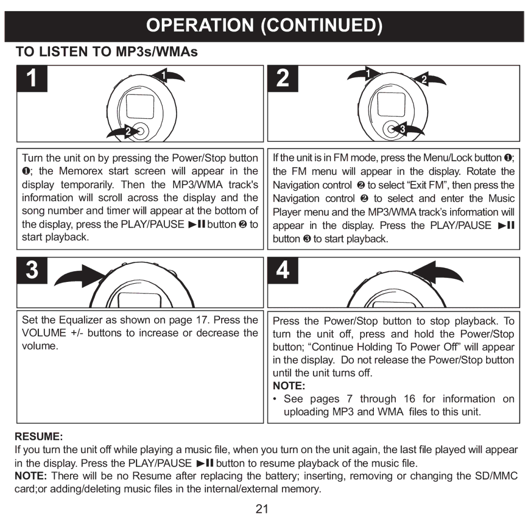 Memorex MPD8600 manual To Listen to MP3s/WMAs 