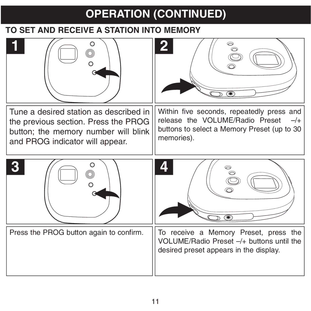 Memorex MPD8601 manual To SET and Receive a Station Into Memory 