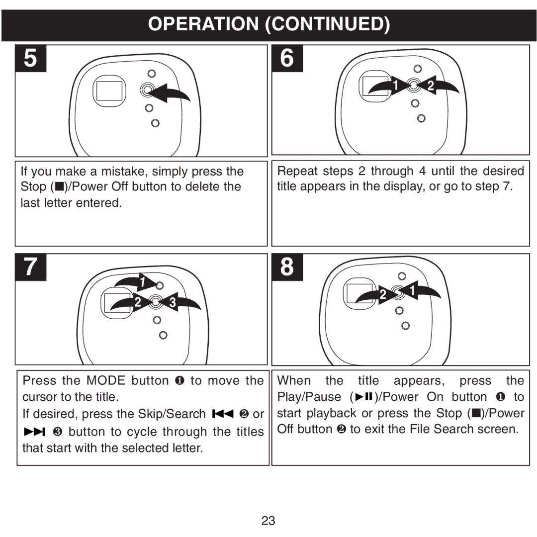 Memorex MPD8601 manual That start with the selected letter 