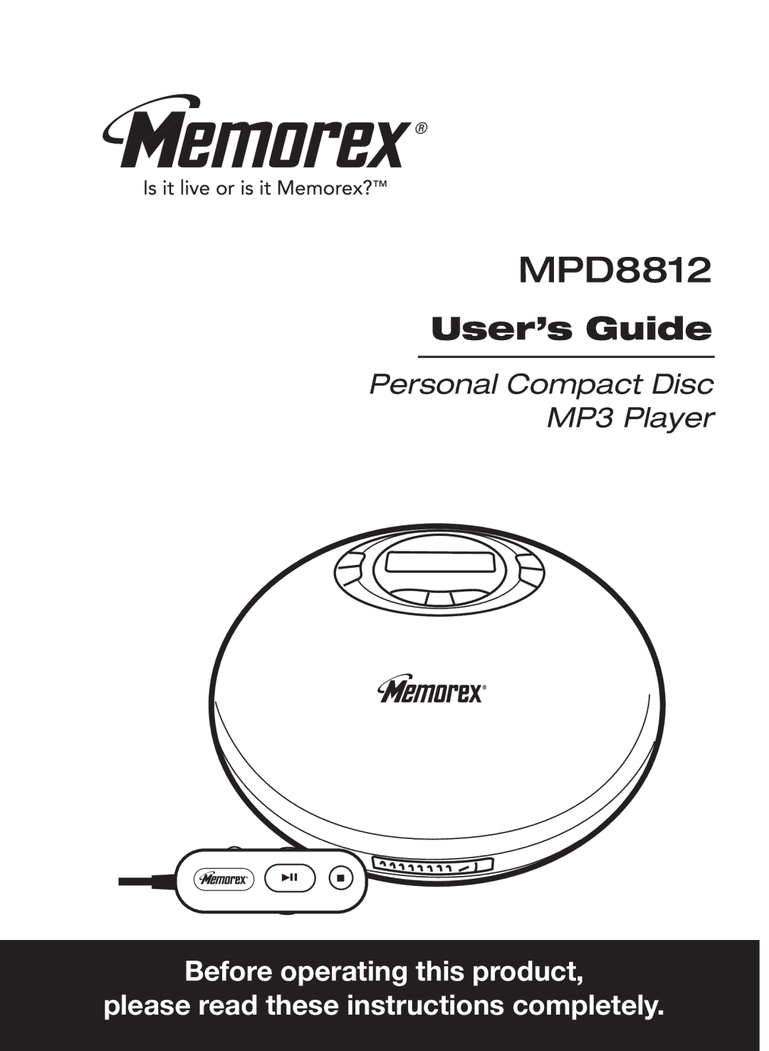 Memorex MPD8812 manual 