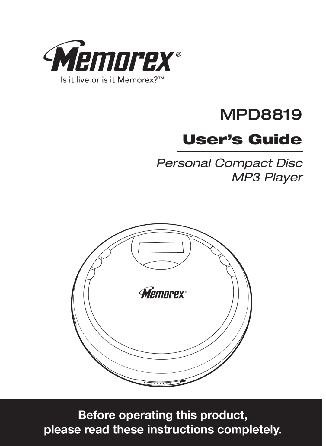 Memorex MPD8819 manual 