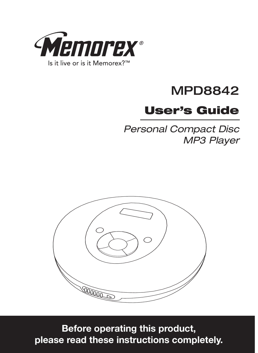 Memorex MPD8842 manual 