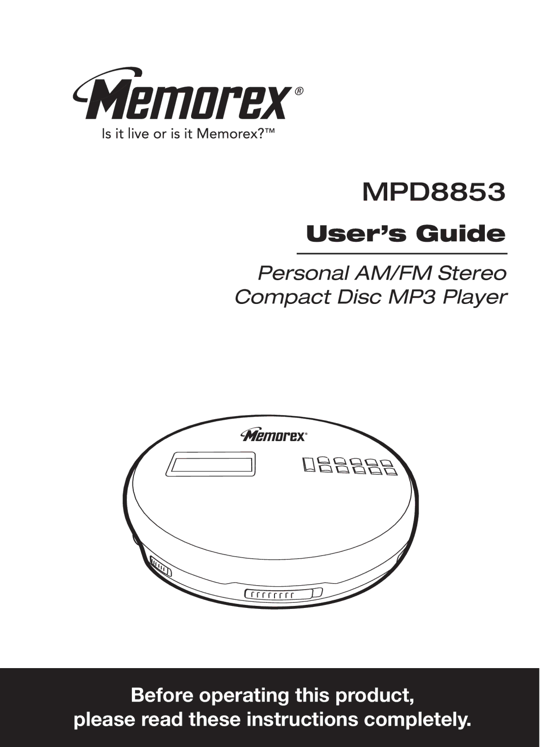 Memorex MPD8853 manual 