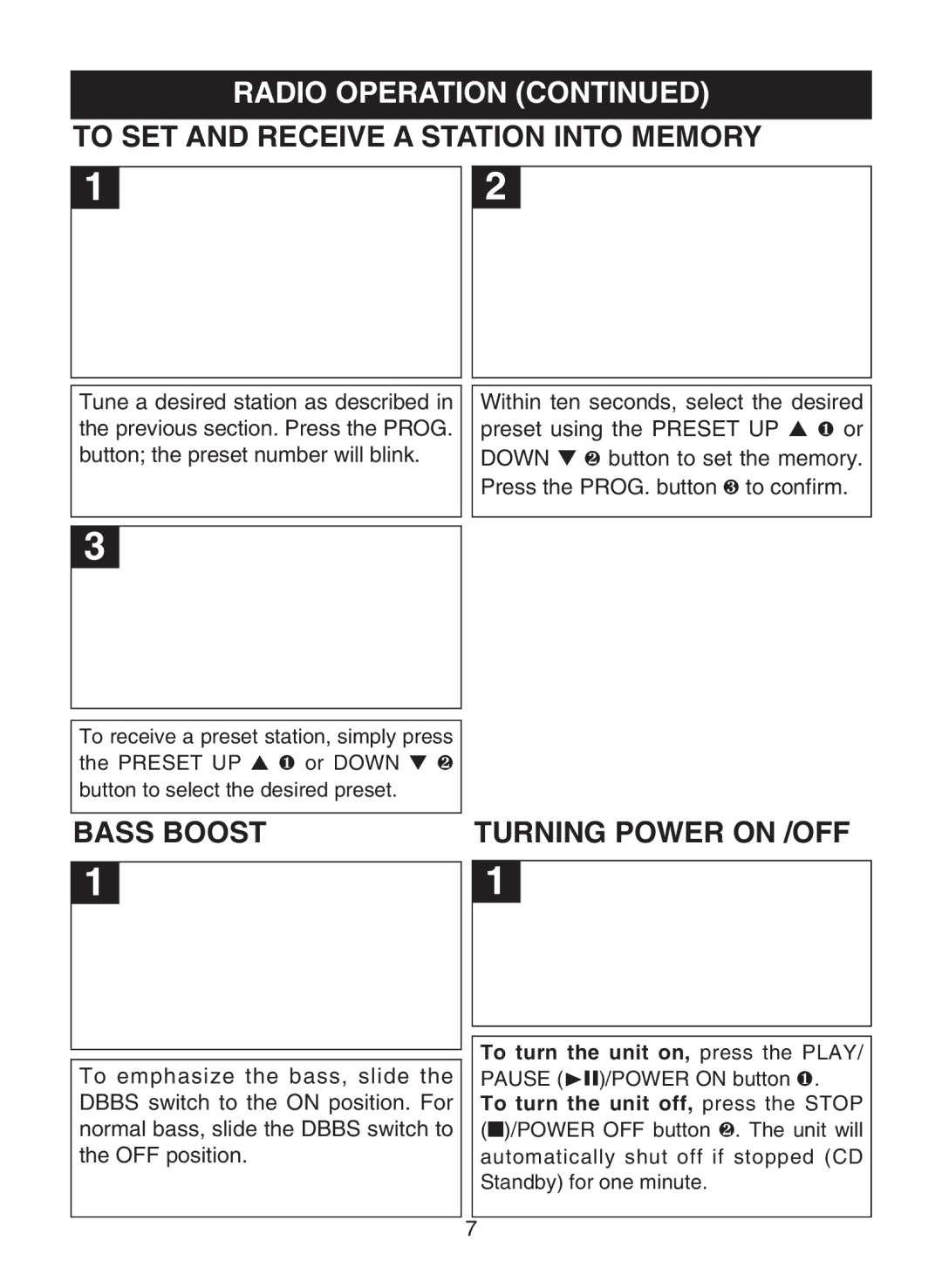 Memorex MPD8853 manual To SET and Receive a Station Into Memory, Bass Boost, Turning Power on /OFF 