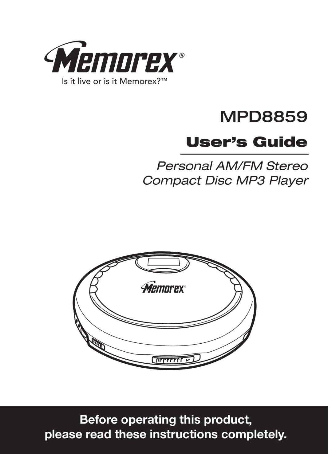 Memorex MPD8859 manual 