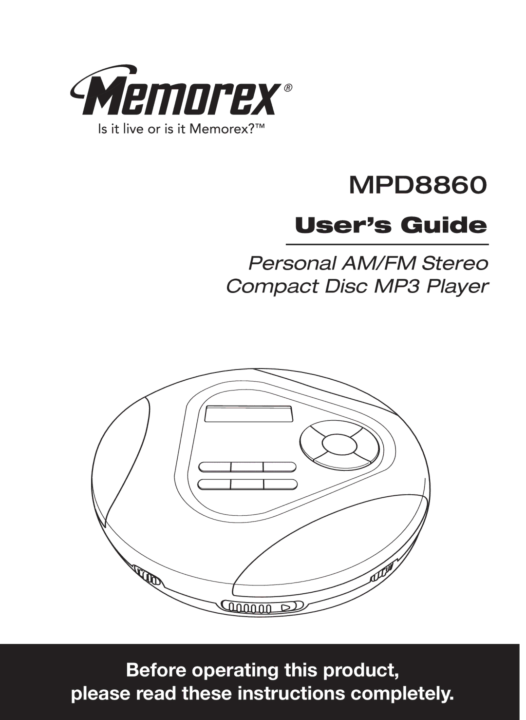 Memorex MPD8860 manual 