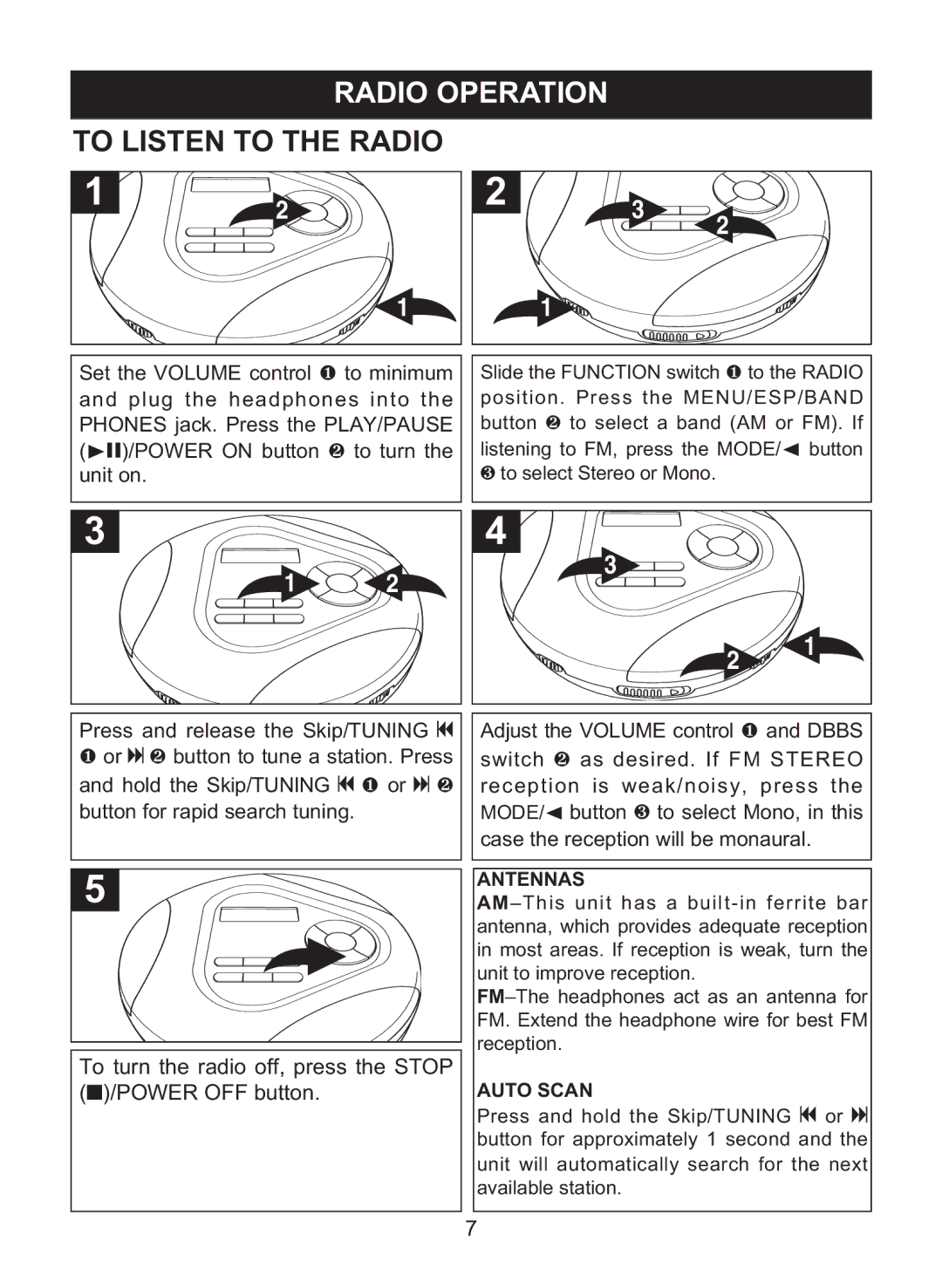 Memorex MPD8860 manual Radio Operation, To Listen to the Radio 