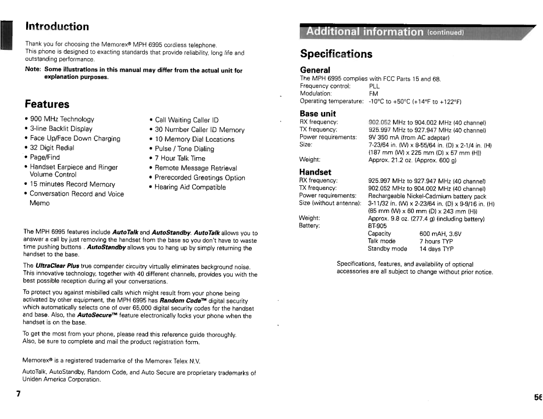 Memorex mph 6995 manual 