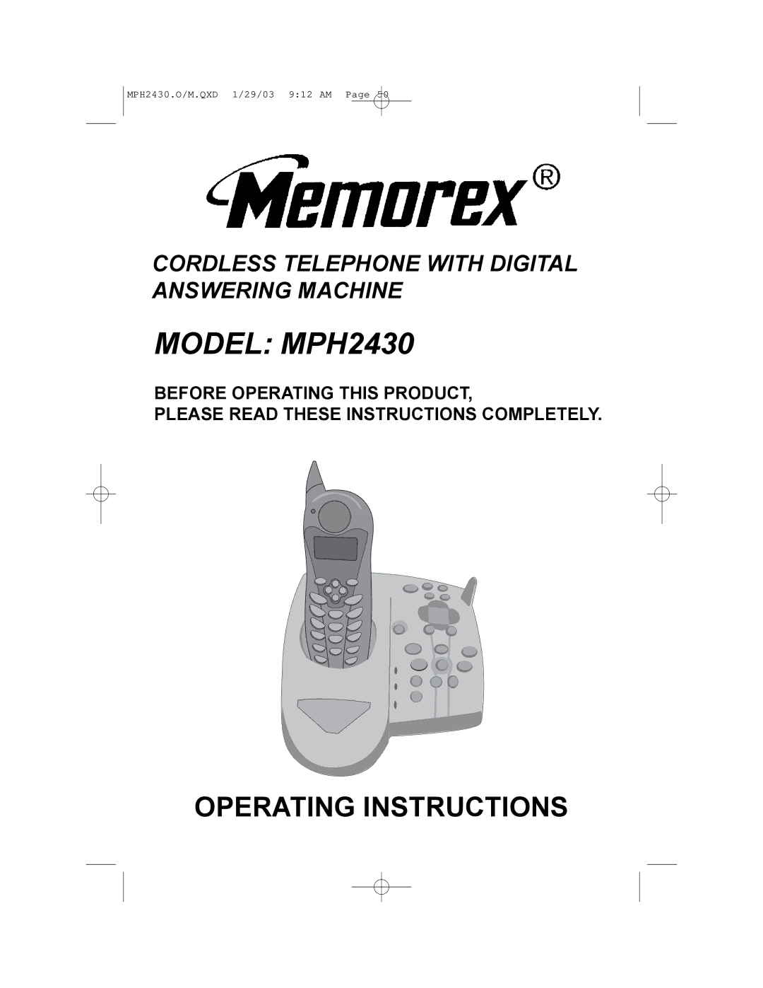 Memorex operating instructions Model MPH2430 