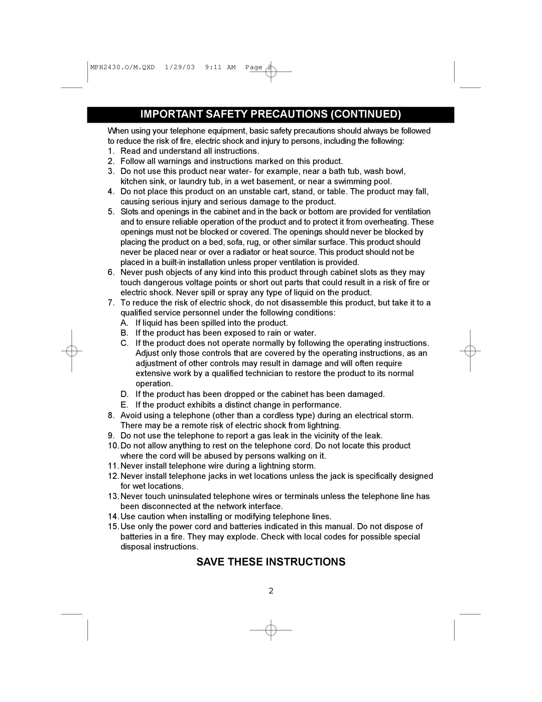 Memorex operating instructions MPH2430.O/M.QXD 1/29/03 911 AM 