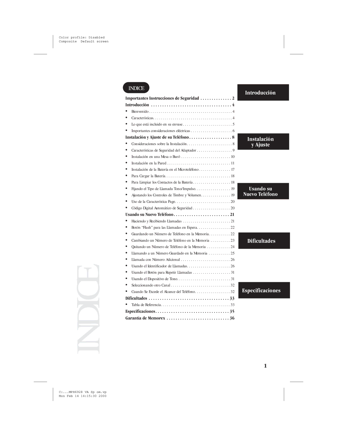 Memorex MPH6928 manual Indice 