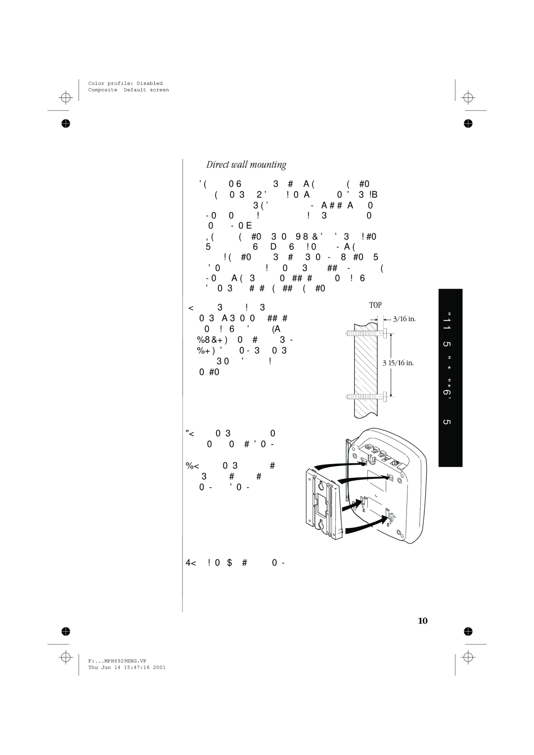 Memorex MPH6929 manual Direct wall mounting 