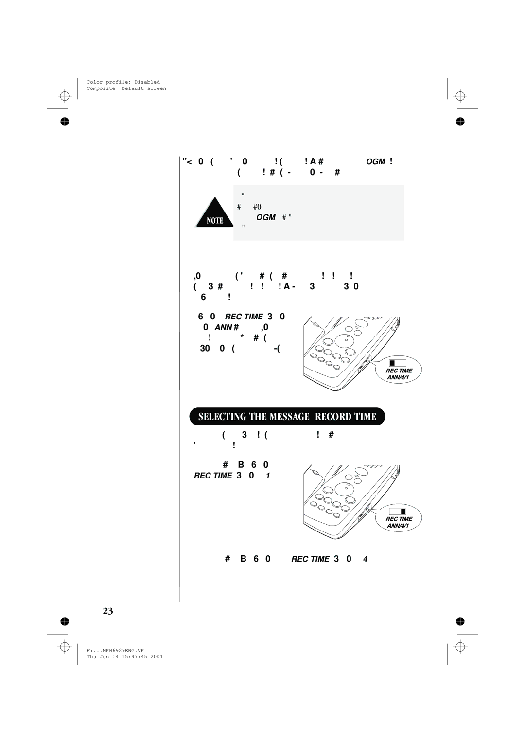 Memorex MPH6929 manual Selecting the Message Record Time, Announce only feature 