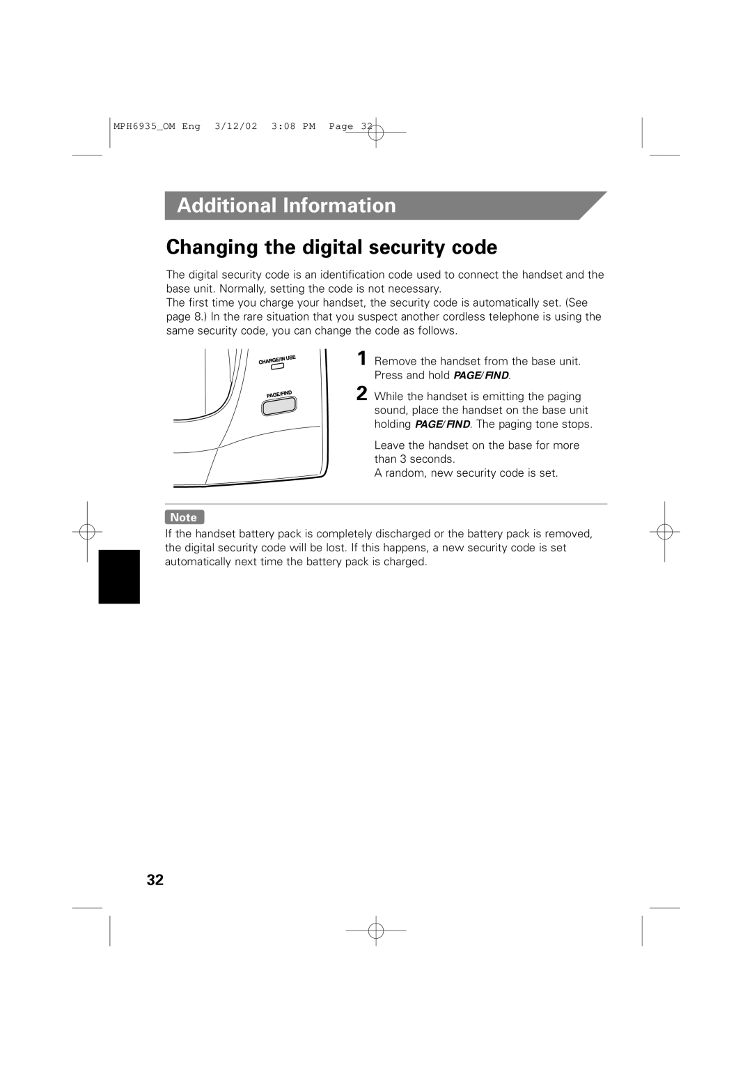 Memorex MPH6935 owner manual Additional Information, Changing the digital security code 