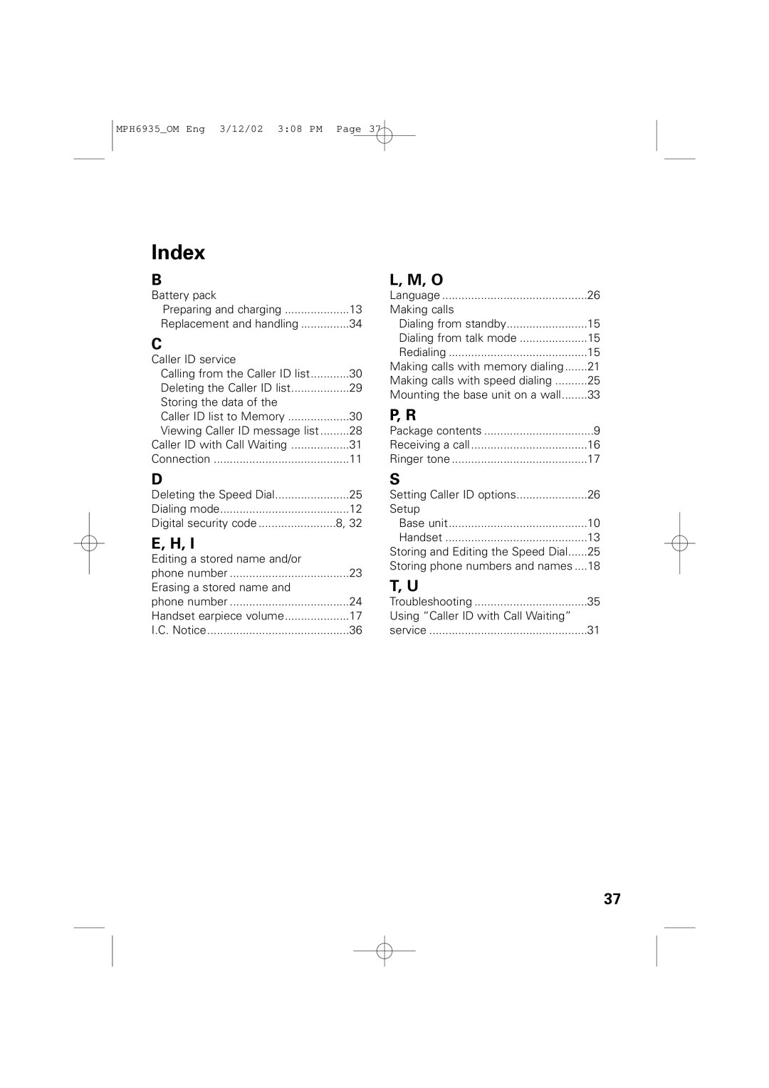 Memorex MPH6935 owner manual Index, Storing the data 