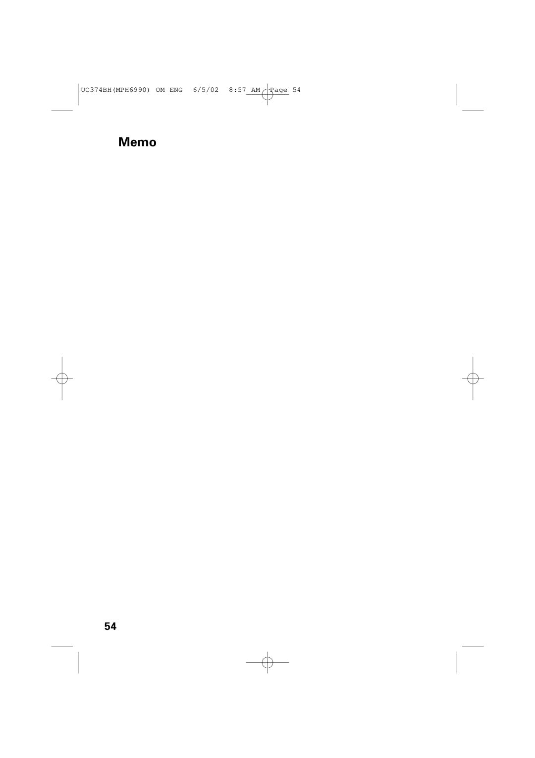 Memorex MPH6990 owner manual Memo 