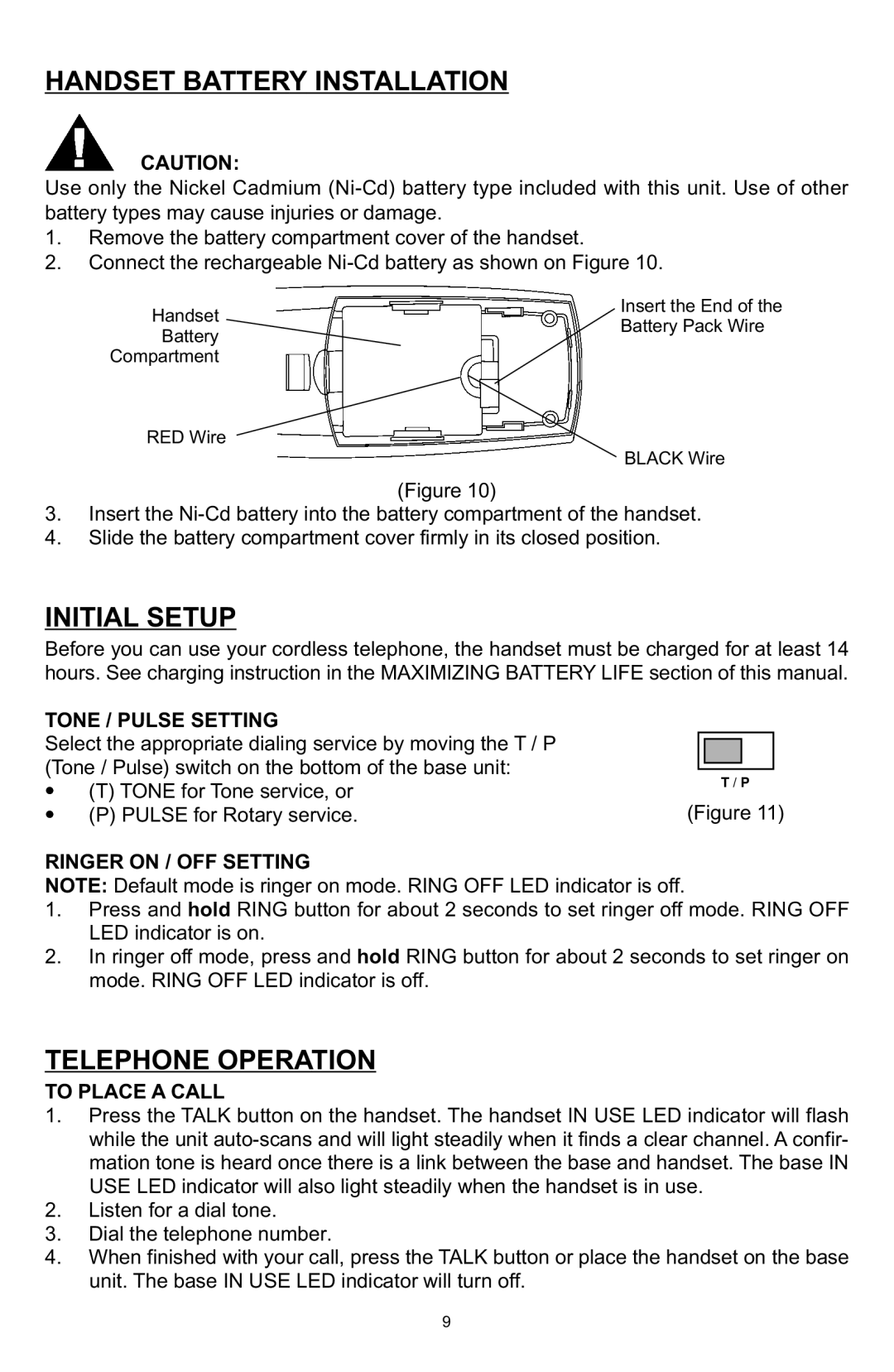 Memorex MPH7825 manual Handset Battery Installation, Initial Setup, Telephone Operation 