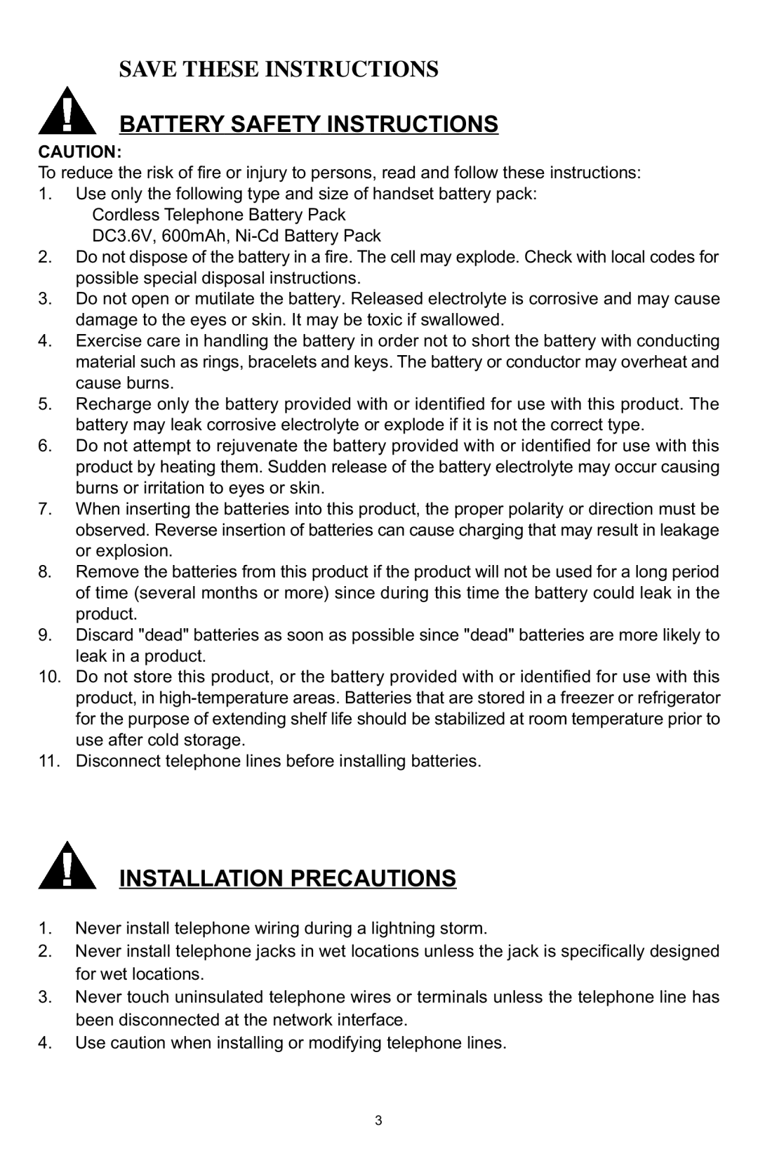 Memorex MPH7825 manual Battery Safety Instructions, Installation Precautions 