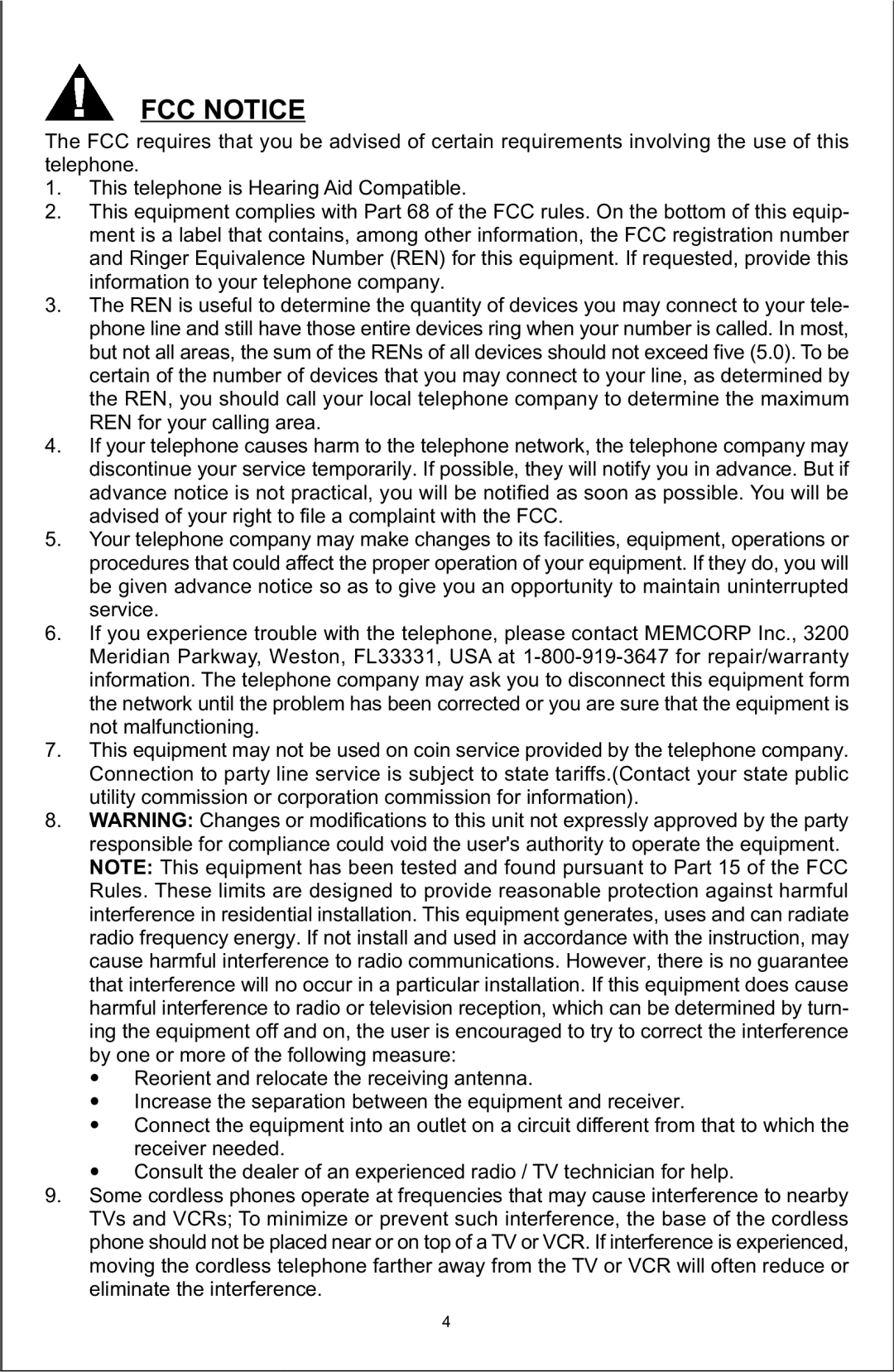 Memorex MPH7825 manual FCC Notice 