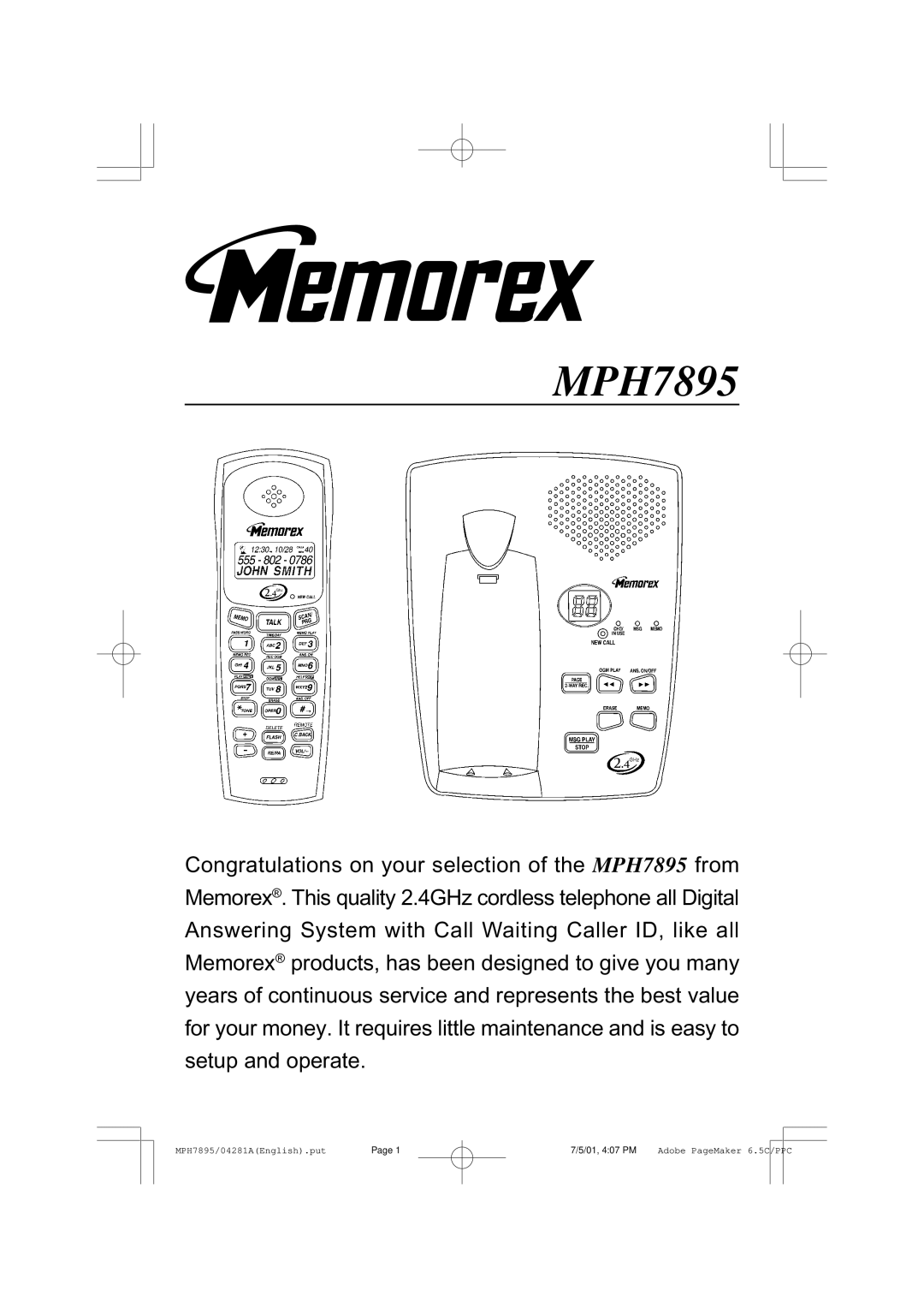 Memorex MPH7895 manual 