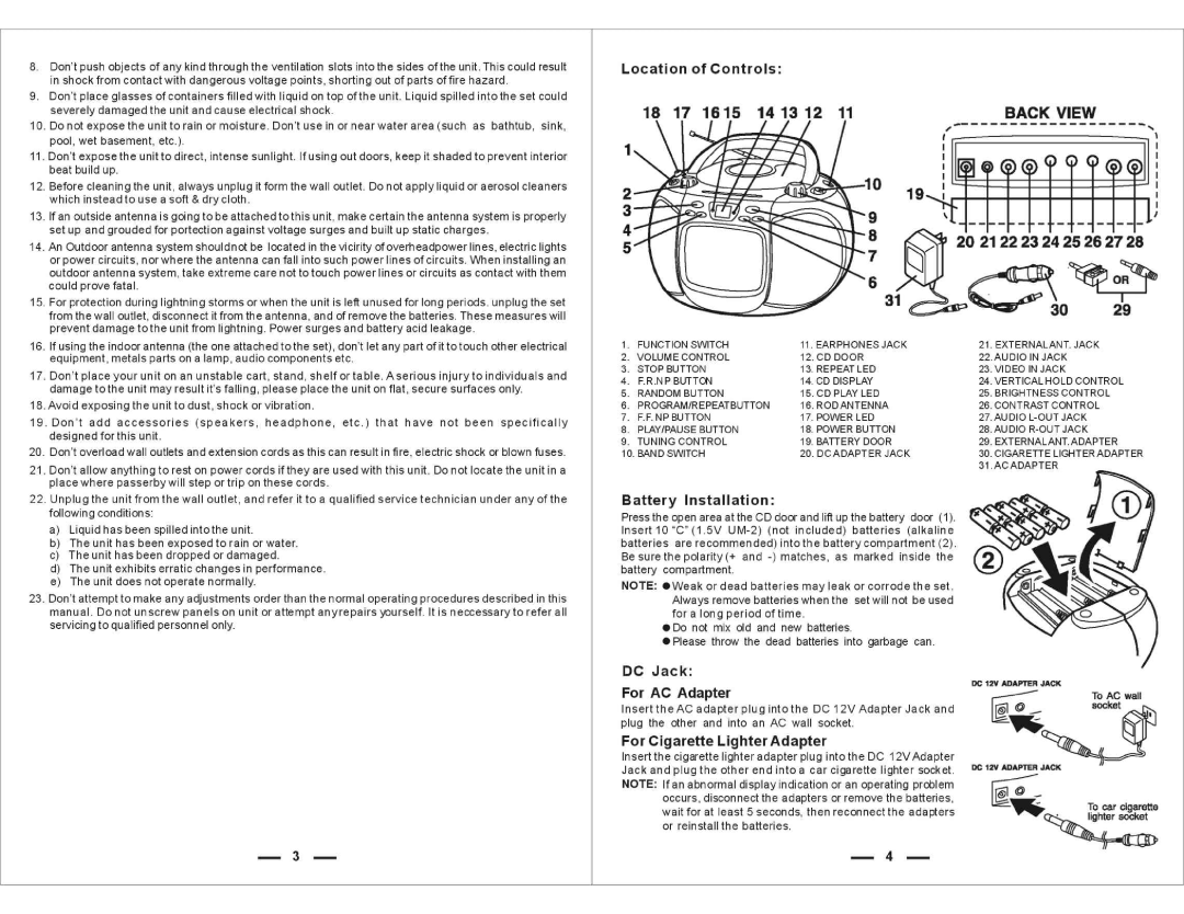 Memorex MPT3470 manual 