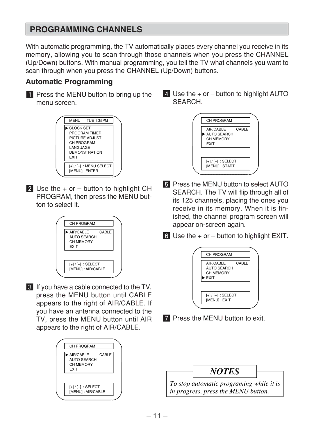 Memorex MT1091 owner manual Programming Channels, Automatic Programming 