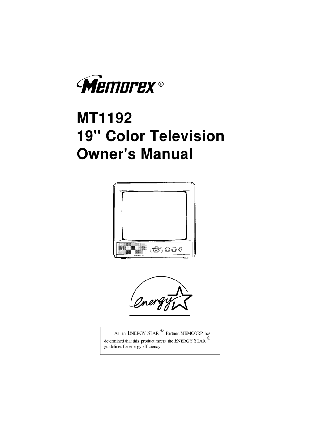 Memorex owner manual MT1192 Color Television 